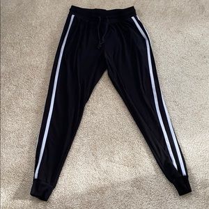 Black Two White Striped Sweatpants
